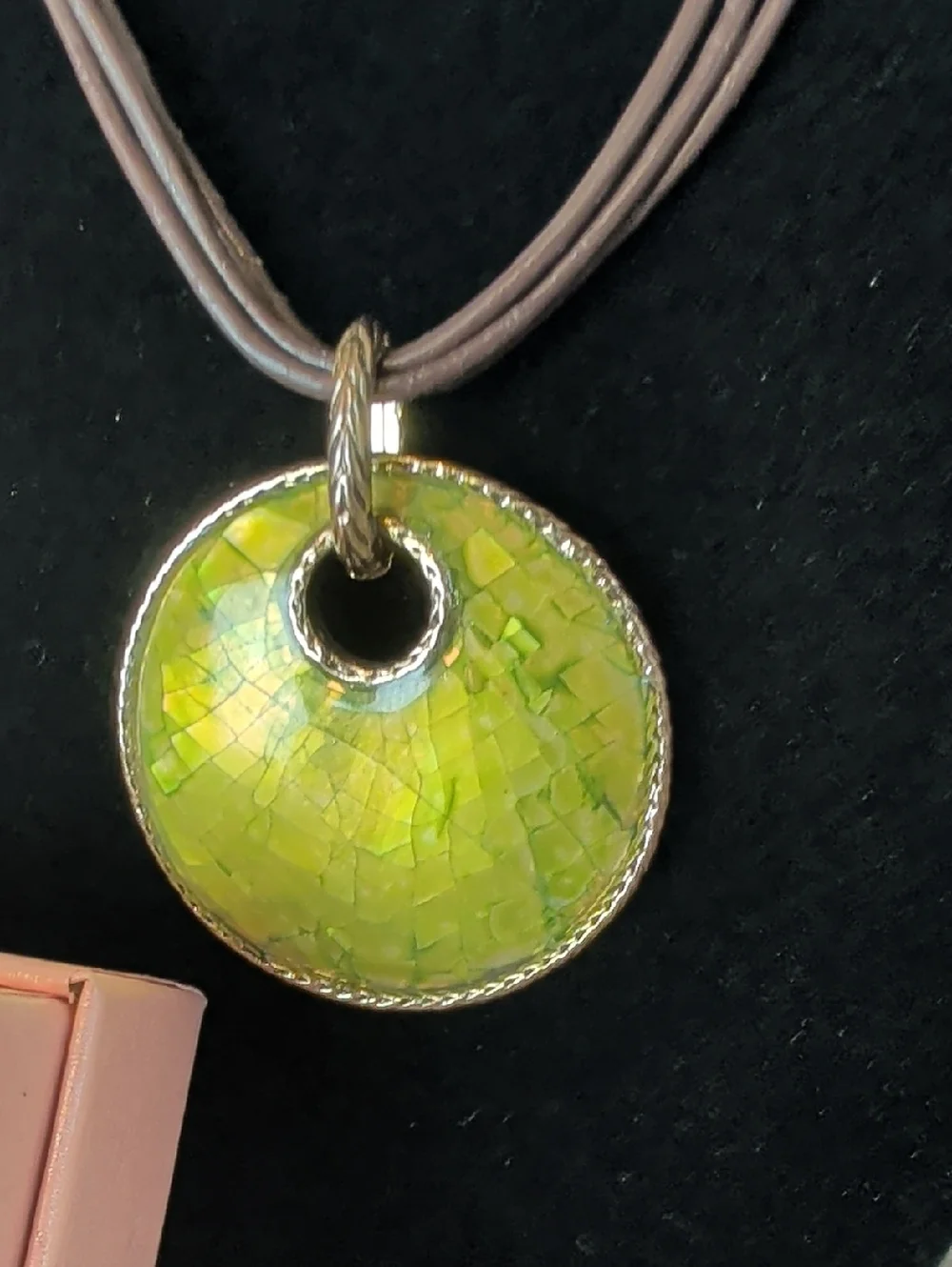 Vintage Monet Shell Mosaic Pendant Necklace & Matching Clip Earrings Set